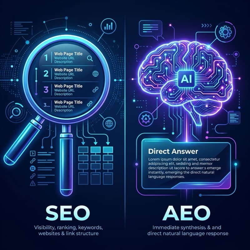 SEO vs AEO Comparison Infographic